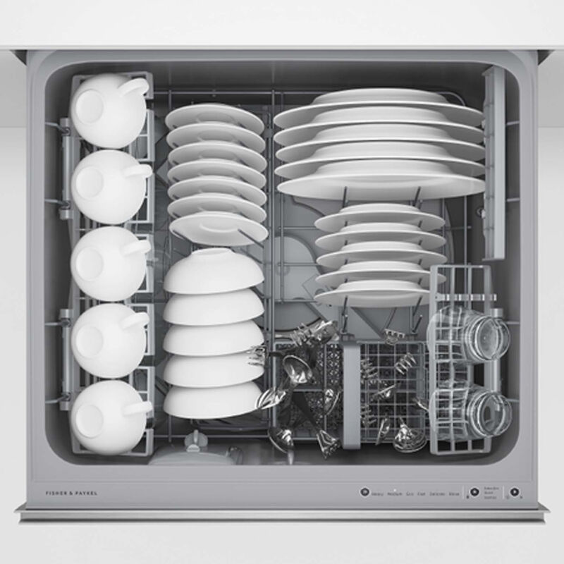 Fisher & Paykel Series 9 24 in. Smart Double Drawer with Top Control, 42 dBa Sound Level & Pocket - Stainless Steel, , hires