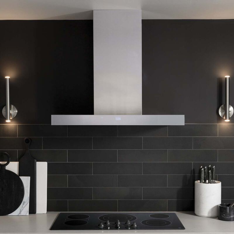 GE 36 in. Smart Convertible Chimney Style Range Hood with 610 CFM, 4 Fan Speeds & 3 LED Lights - Stainless Steel, , hires