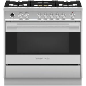 Fisher & Paykel Series 9 36 in. 4.9 cu. ft. True European Convection Dual Fuel Range with 5 Sealed Burners - Stainless Steel, , hires