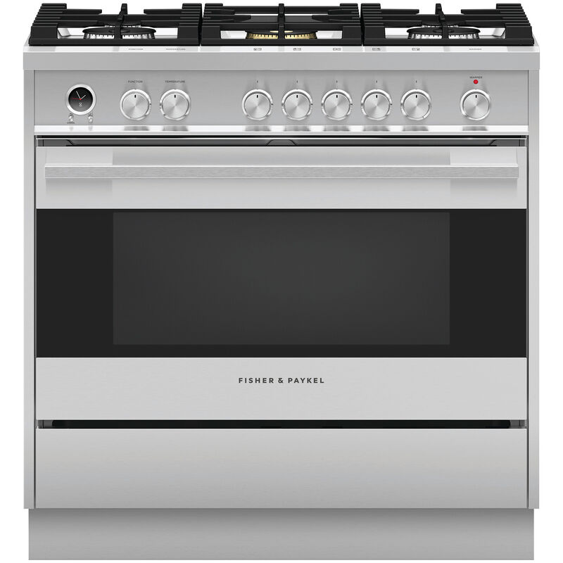 Fisher & Paykel Series 9 36 in. 4.9 cu. ft. True European Convection Dual Fuel Range with 5 Sealed Burners - Stainless Steel, , hires