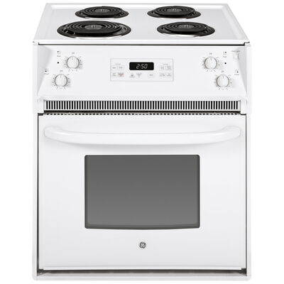 GE 27 in. 3.0 cu. ft. Oven Drop-In Electric Range with 4 Coil Burners - White | JM250DTWW