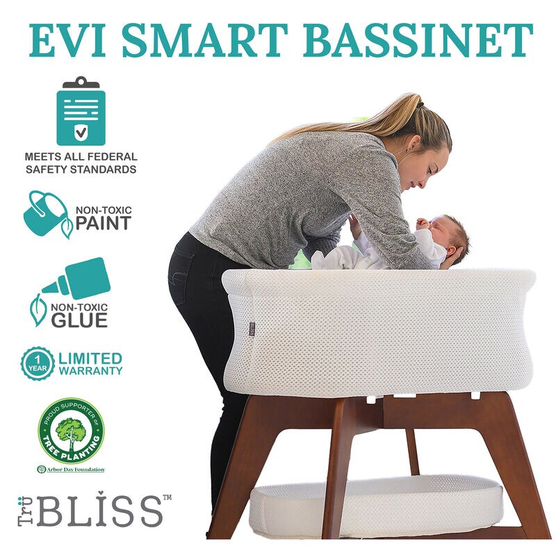 TruBliss Evi Smart Bassinet - White, White, hires