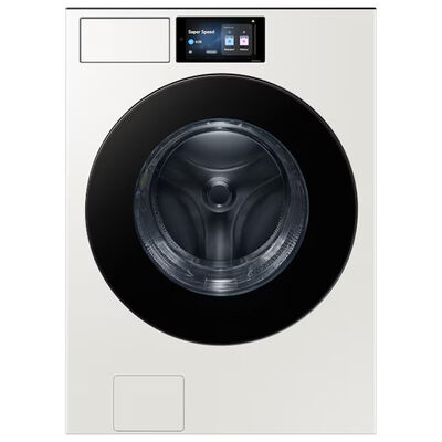 Samsung Bespoke 27 in. 5.3 cu. ft. Smart Stackable Front Load Washer with AI Home, AI OptiWash+, Sanitize & Steam Cycle - Ivory | WF90F53ADY