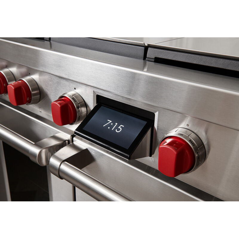 Wolf 48 in. 7.8 cu. ft. Smart Dual Convection Double Oven Dual Fuel Range with 4 Sealed Burners, Grill & Griddle - Stainless Steel, , hires