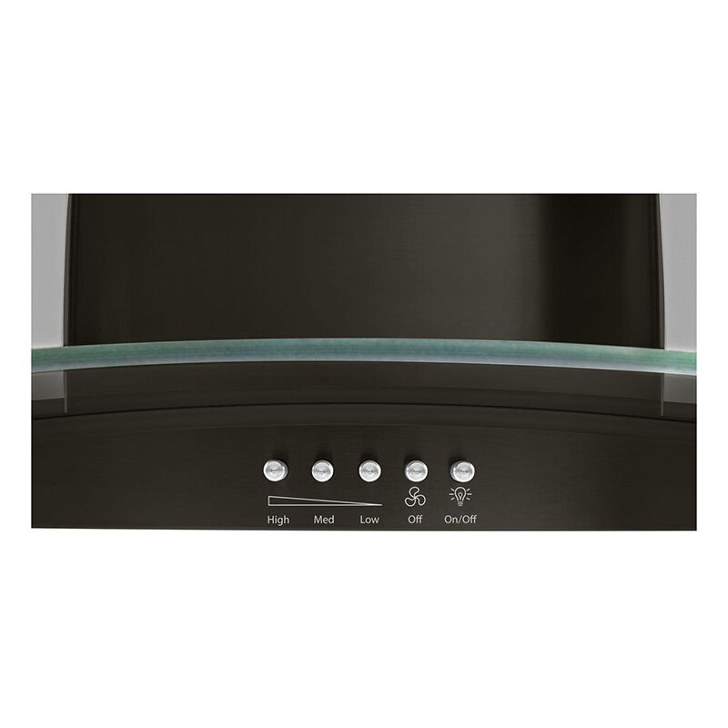 Whirlpool 30 in. Chimney Style Range Hood with 3 Speed Settings, 400 CFM, Convertible Venting & 2 LED Lights - Black Stainless, , hires