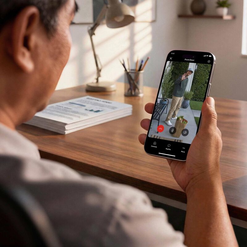 Ring - Wired Doorbell (newest model) Retinal 2K with wide-angle video, up to 6x Enhanced Zoom, and Two-Way Talk - Speckled Grey, , hires