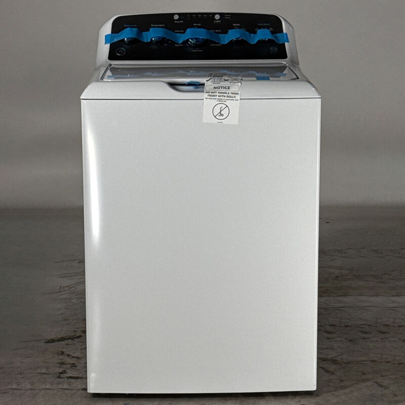 GE 27 in. 4.5 cu. ft. Top Load Washer with Stainless Steel Basket, Cold Plus, Wash Boost , True Dual-Action Agitator & Sanitize with Oxi - White (Open Box Excellent Condition), , hires