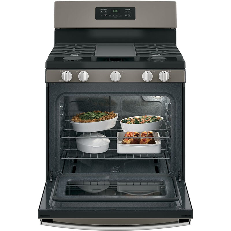 GE 30 in. 5 cu. ft. Gas Range with 5 Sealed Burners & Griddle - Slate, Slate, hires