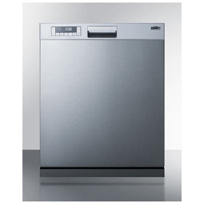 Summit 24 in. Built-In Dishwasher with Front Control, 49 dBA Sound Level, 12 Place Settings, 5 Wash Cycles & Sanitize Cycle - Stainless Steel | DW2435SSADA