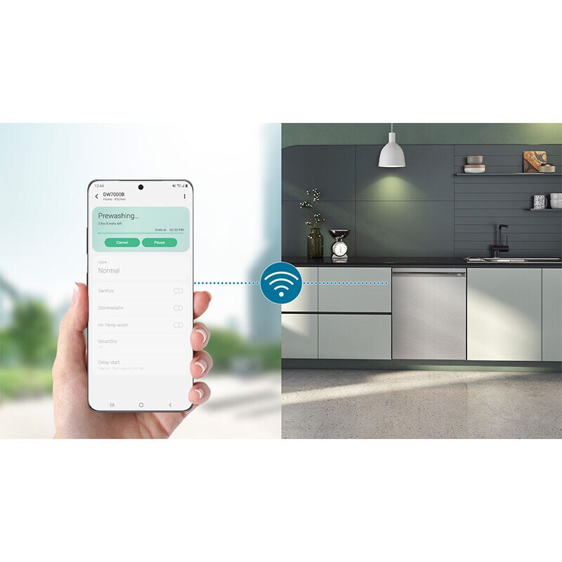 Samsung 24 in. Top Control Smart Dishwasher with 42 dBa Sound Level, 3rd-Rack, Ventilation Drying System & Pocket - Stainless Steel, Stainless Steel, hires