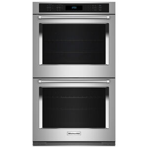 KitchenAid 27 in. 8.6 cu. ft. Top Control Electric Double Wall Oven with True European Convection - Stainless Steel, Stainless Steel, hires
