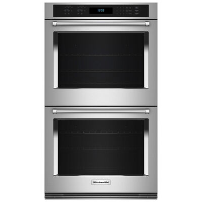 KitchenAid 27 in. 8.6 cu. ft. Electric Double Oven with True European Convection & Self Clean - Stainless Steel | KOED527PSS