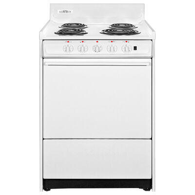 Summit 24 in. 2.9 cu. ft. Oven Freestanding Electric Range with 4 Coil Burners - White | WEM6171Q