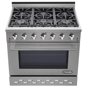 NXR 36 in. 5.5 cu. ft. Standard Convection Gas Range with 6 Sealed Burners - Stainless Steel, , hires