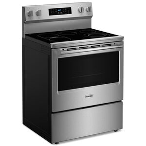 Maytag 30 in. 5.3 cu. ft. Air Fry Standard Convection Electric Range with Radiant Burners - Fingerprint Resistant Stainless, Fingerprint Resistant Stainless, hires
