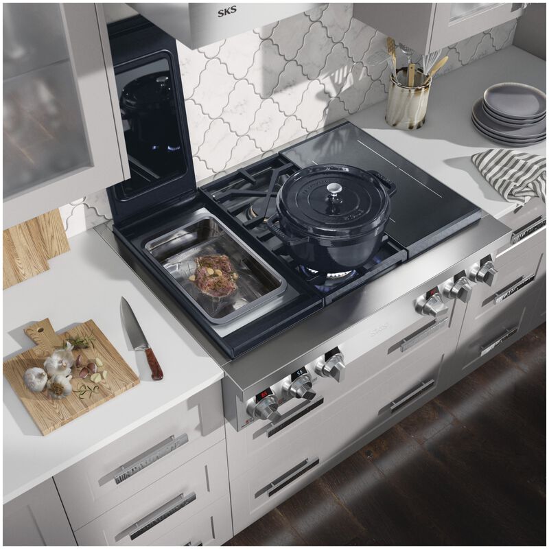 SKS 36 in. 4-Burner Smart Dual Fuel Natural Gas Rangetop with Simmer Burner & Power Burner - Stainless Steel, , hires