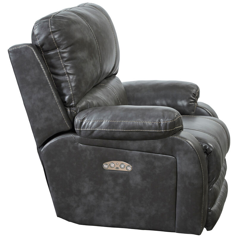 Catnapper Thornton Power Lay Flat Recliner with Power Headrest - Steel, Steel, hires
