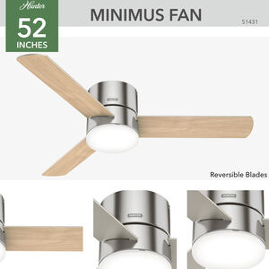 Hunter Minimus 52 in. Low Profile Ceiling Fan with LED Light Kit and Handheld Remote - Brushed Nickel, Brushed Nickel, hires
