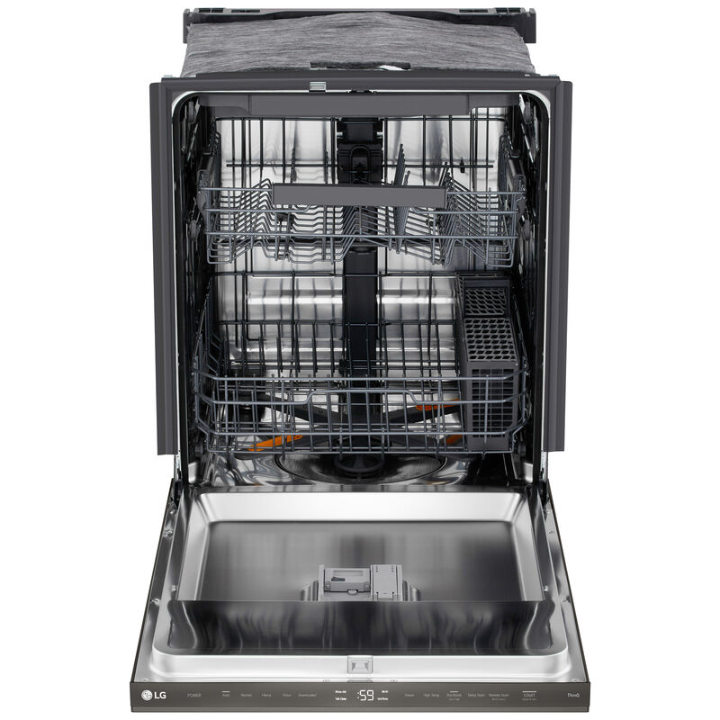 LG 24 in. Top Control Flush-Mount Smart Dishwasher with 46 dBA Sound level, 3rd-Rack, Dynamic Heat Dry with AutoVent Dry & Pocket Handle - Black Stainless Steel, , hires