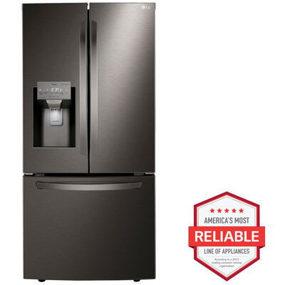 LG 33 in. 24.5 cu. ft. Smart French Door Refrigerator with External Ice & Water Dispenser- Black Stainless Steel | LRFXS2503D