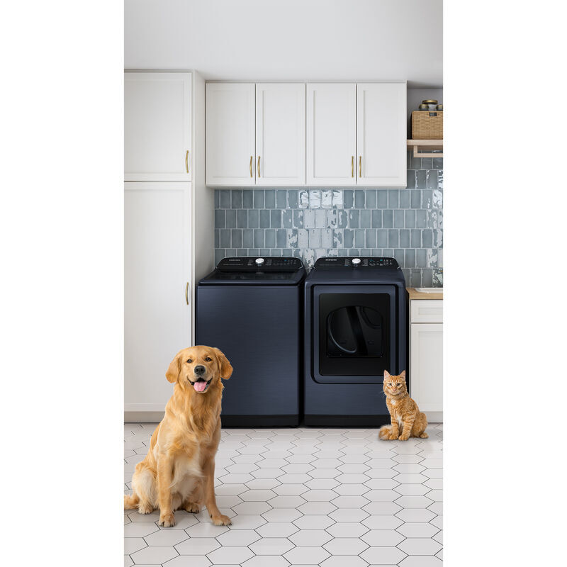 Samsung 27 in. 5.4 cu. ft. Smart Top Load Washer with Pet Care Solution & Super Speed Wash - Brushed Navy, Brushed Navy, hires