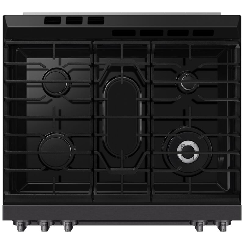 Samsung Bespoke 30 in. 6.0 cu. ft. Smart Air-Fry True European Convection Slide-In Gas Range with 5 Sealed Burners & Griddle - Matte Black Steel, Matte Black Steel, hires