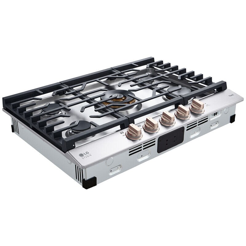 LG Studio 30 in. 5-Burner Smart Natural Gas Cooktop with Griddle, Simmer Burner & Power Burner - Essence White, , hires