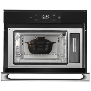 JennAir Noir 24 in. 1.3 cu. ft. Smart Steam Electric Single Wall Oven with True European Convection - Floating Glass Black, , hires