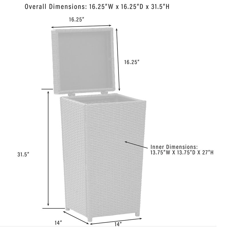 Crosley Palm Harbor Wicker Outdoor Trash Can - Weathered Gray, Weathered Gray, hires