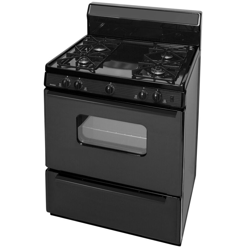 Premier 30 in. 3.9 cu. ft. Oven Freestanding Gas Range with 4 Sealed Burners - Black, , hires