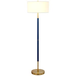 Hudson & Canal Simone Blue and Brass 2-Bulb Floor Lamp, , hires