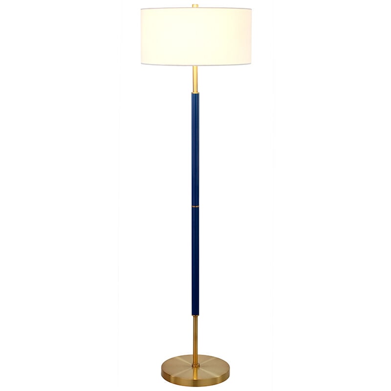 Hudson & Canal Simone Blue and Brass 2-Bulb Floor Lamp, , hires