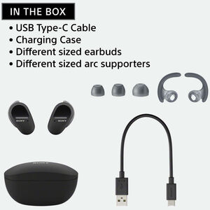Sony - WF-SP800N/B True Wireless Noise-Cancelling In-Ear Headphones - Black, , hires