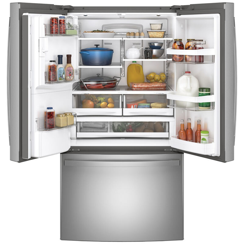 GE 36 in. 27.7 cu. ft. French Door Refrigerator with External Ice & Water Dispenser - Stainless Steel, Stainless Steel, hires