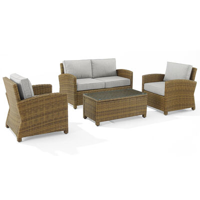 Crosley Bradenton 4-Piece Outdoor Loveseat Patio Furniture Set - Gray | KO70024WB-GY