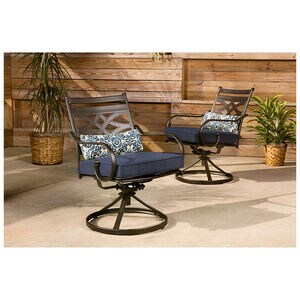 Montclair 5-Piece Patio Dining Set in Navy Blue with 4 Swivel Rockers and a 40 Inch Square Table, , hires