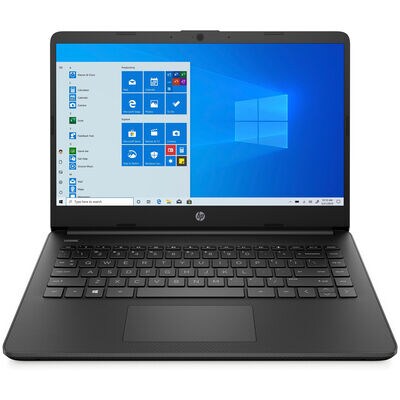 HP 14 in. Notebook with Intel Celeron N4120, 1.10 GHz CPU, Intel UHD 600 GPU, 4 GB RAM, 64 GB eMMC Flash Memory, up to 10.25 Hrs. of Battery Life & Windows 11 Home in S Mode - Jet Black | 14-DQ0020NR