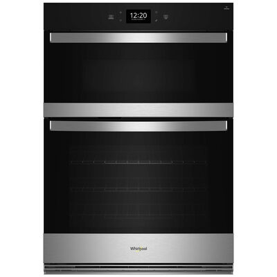 Whirlpool 30 in. 6.4 cu. ft. Electric Smart Oven/Microwave Combo Wall Oven with True European Convection & Self Clean - Fingerprint Resistant Stainless Steel | WOEC7030PZ