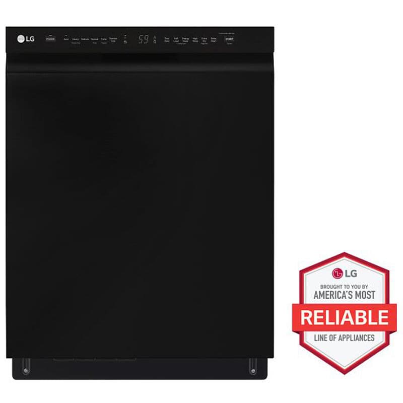 LG 24 in. Front Control Dishwasher with 48 dBa Sound Level, 3rd-Rack, Dynamic Dry & Pocket - Black, Black, hires