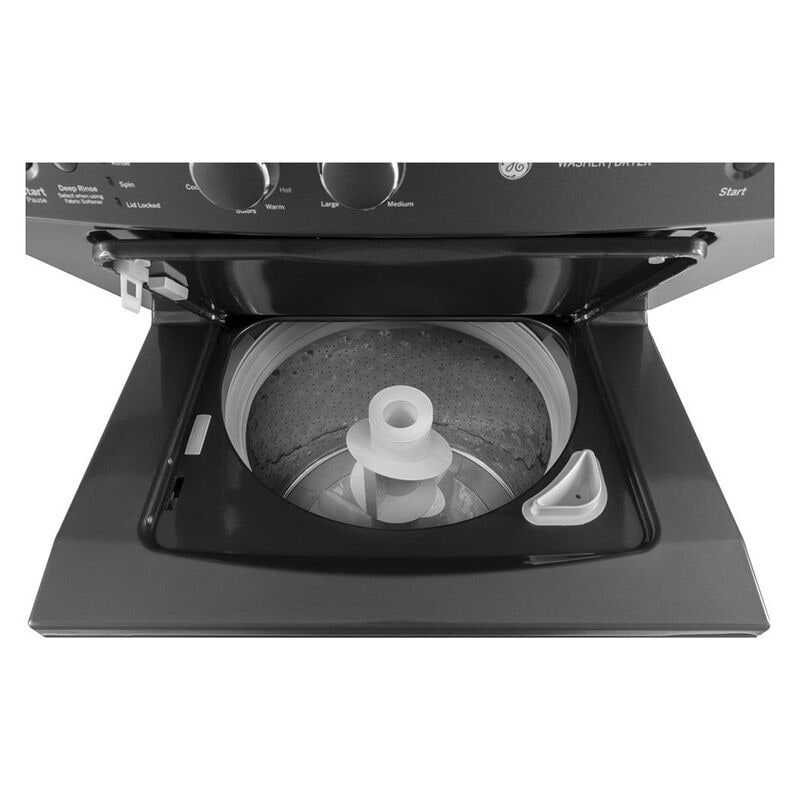 GE 27 in. Laundry Center with 3.8 cu. ft. Washer with 11 Wash Programs & 5.9 cu. ft. Gas Dryer with 4 Dryer Programs & Wrinkle Care - Gray, Gray, hires