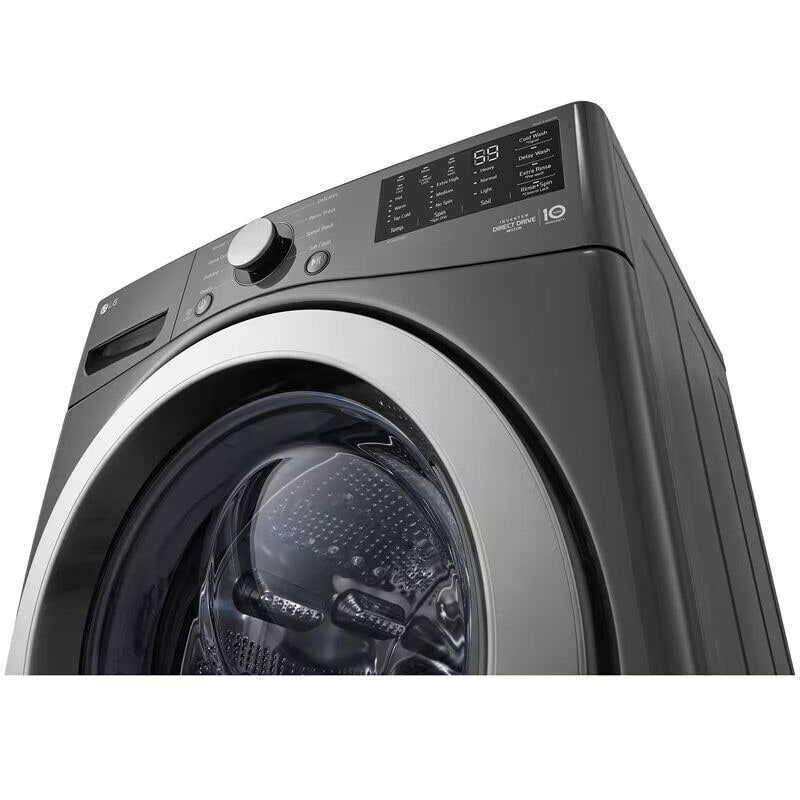 LG 27 in. 5.0 cu. ft. Stackable Front Load Washer with 6 Motion Technology Tub Clean System Speed Wash Cycle Middle Black