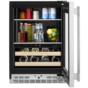 KitchenAid 24 in. Built-In/Freestanding 4.8 cu. ft. Compact Beverage Center with Adjustable Shelves & Digital Control - Stainless Steel with PrintShield Finish, , hires
