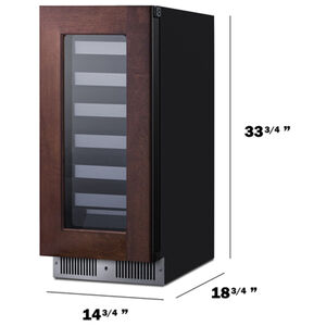 Summit 15 in. Undercounter Wine Cooler with Metal Racks, Single Temperature Zone & 18 Bottle Capacity - Custom Panel Ready, , hires