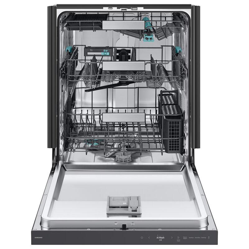 Samsung Bespoke 24 in. Top Control Smart Dishwasher with 38 dBA Sound Level, 3rd-Rack, Smart Dry with AutoRelease Door & Pocket Handle - Fingerprint Resistant Matte Black Steel, , hires