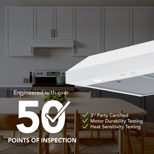 Broan Glacier GLA1 Series 36 in. Convertible Standard Style Range Hood with 350 CFM, 2 Fan Speeds & 2 LED Lights - White, , hires