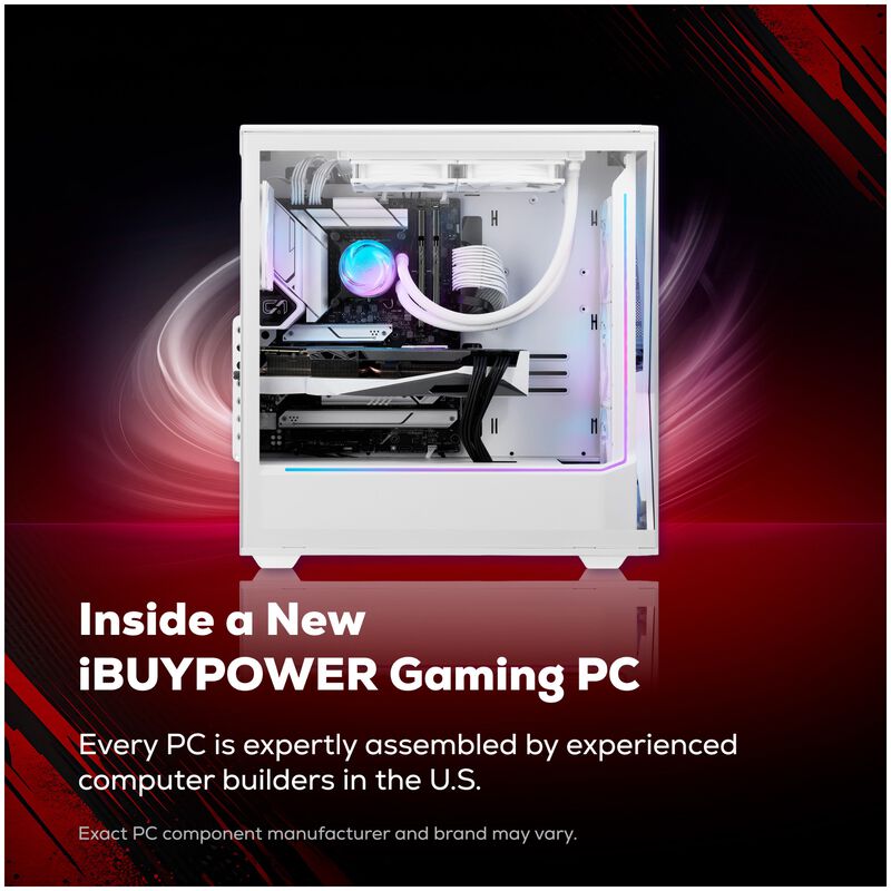 iBUYPOWER Slate Gaming Desktop with AMD Ryzen 7 7700X3D, 4 GHz, 8-Core CPU, AMD Radeon RX 9070 GRE, 12GB VRAM GPU, 32 GB RAM, 1 TB SSD & Windows 11 Home - White, , hires