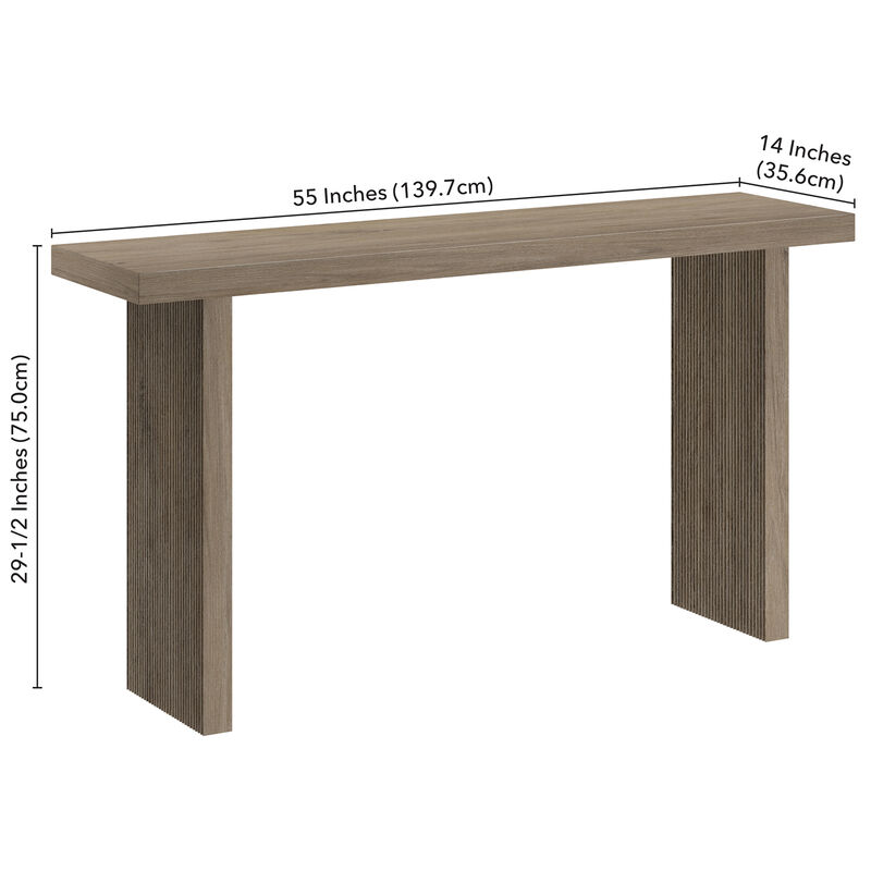 Hudson & Canal Soren 55" Wide Rectangular Fluted Console Table - Antiqued Gray Oak, , hires