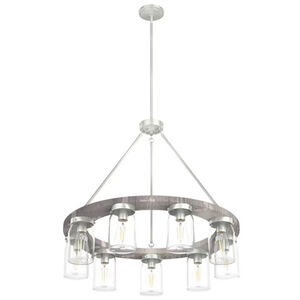 Hunter Devon Park 31 in. 9-Light Chandelier with Clear Glass - Brushed Nickel, , hires