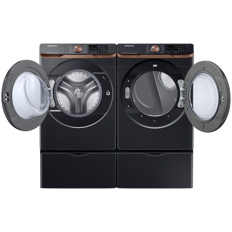 Samsung 27 in. 7.5 cu. ft. Smart Stackable Gas Dryer with Sanitize+, Steam Cycle & Sensor Dry - Brushed Black, Brushed Black, hires