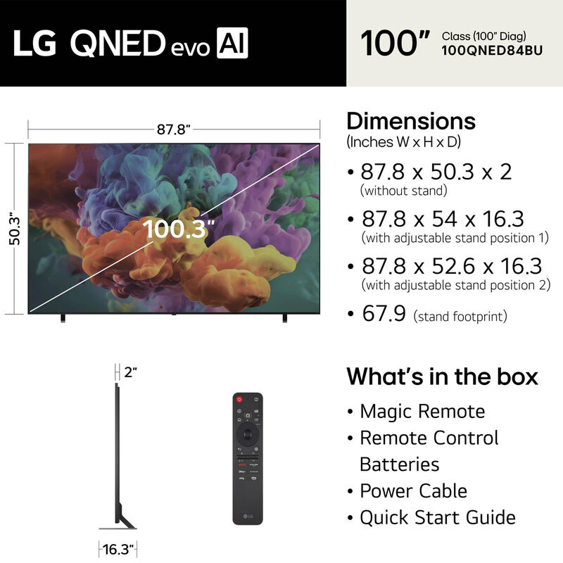 LG - 100" Class QNED84B QNED Mini-LED AI 4K UHD Smart webOS TV, , hires
